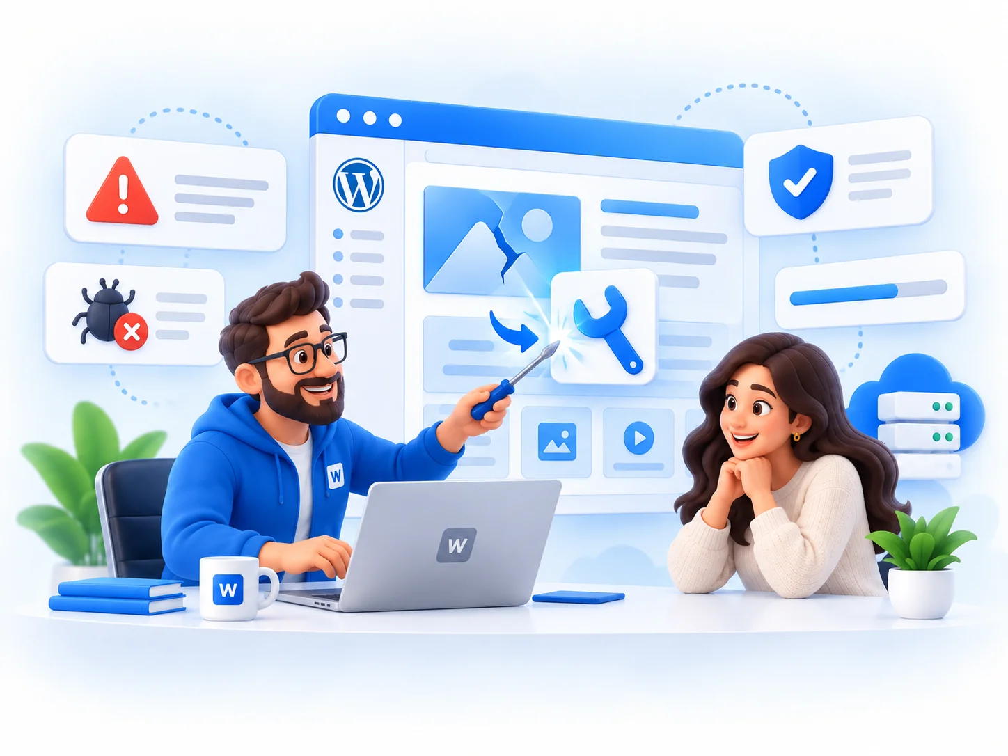 WebGeeks website repair specialist diagnosing a business website problem