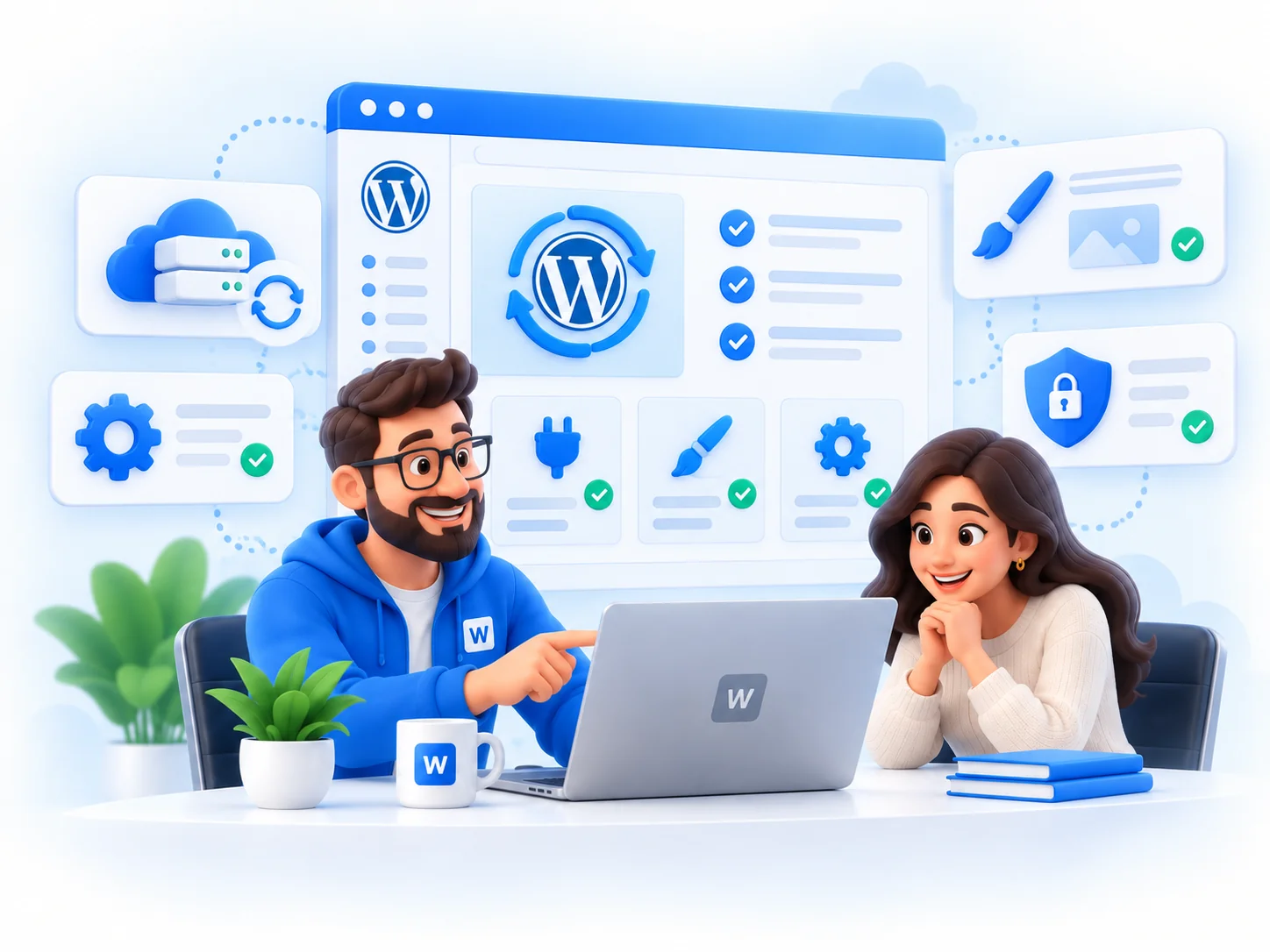 WebGeeks specialist managing WordPress updates and maintenance